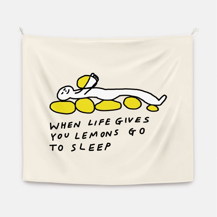 뚜누 베이글 테라피 작가 When life gives you lemons go to sleep 패브릭 포스터 대형